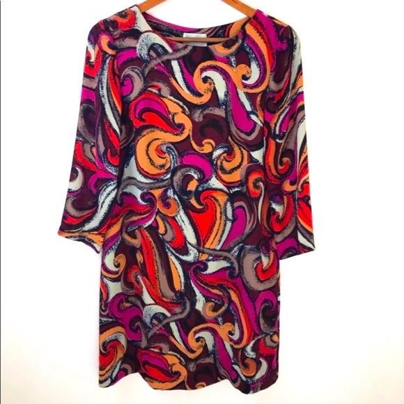 Anthro Maeve Retro Swirl Print High Neck Shift Tunic Dress - Picture 3 of 7